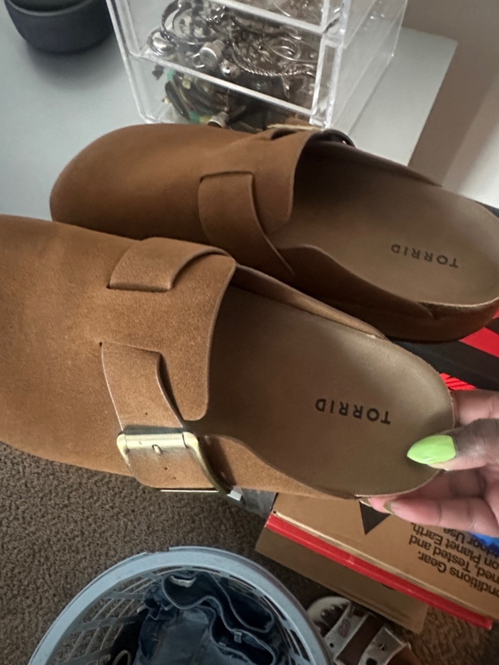torrid Brown Suede Buckle Slide Clogs wide foot friendly 11 w
